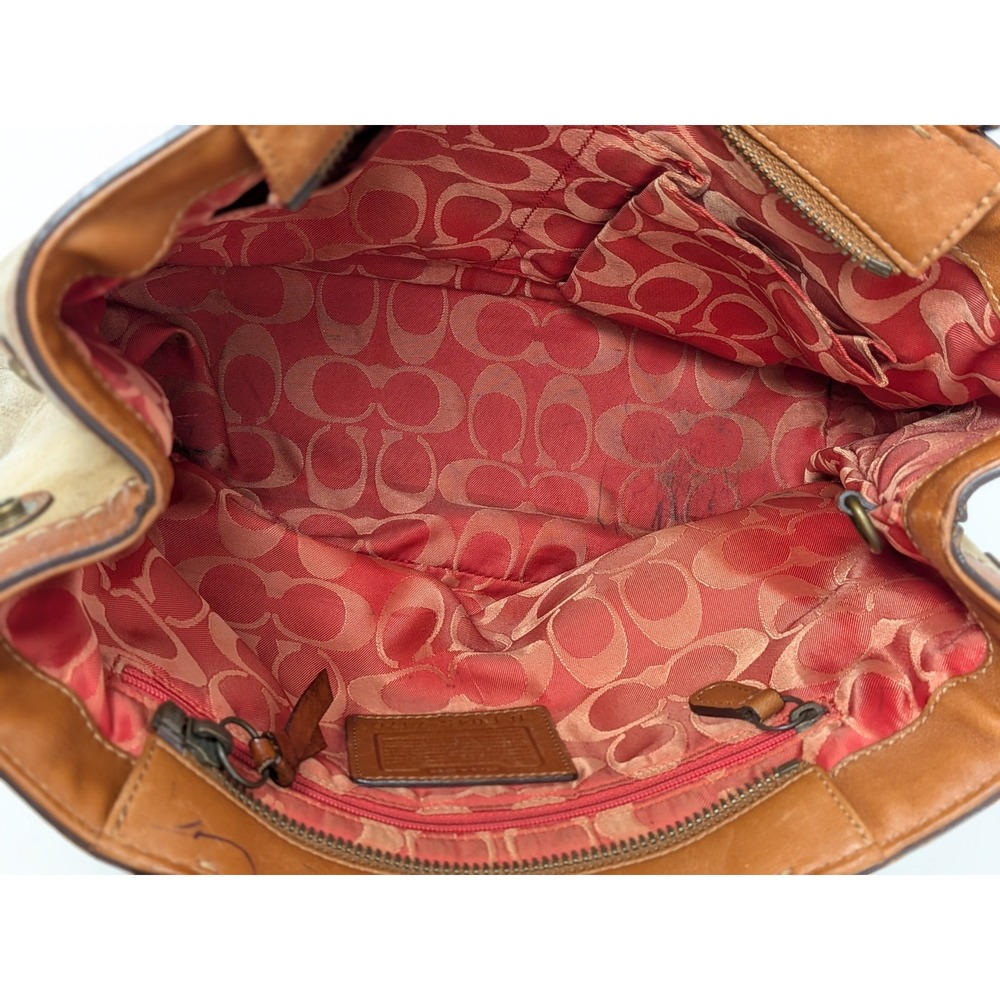 Vintage Coach 7476 Hampton Suede Tassel Satchel Bag Purse Camel Tan -*READ* - Picture 11 of 16